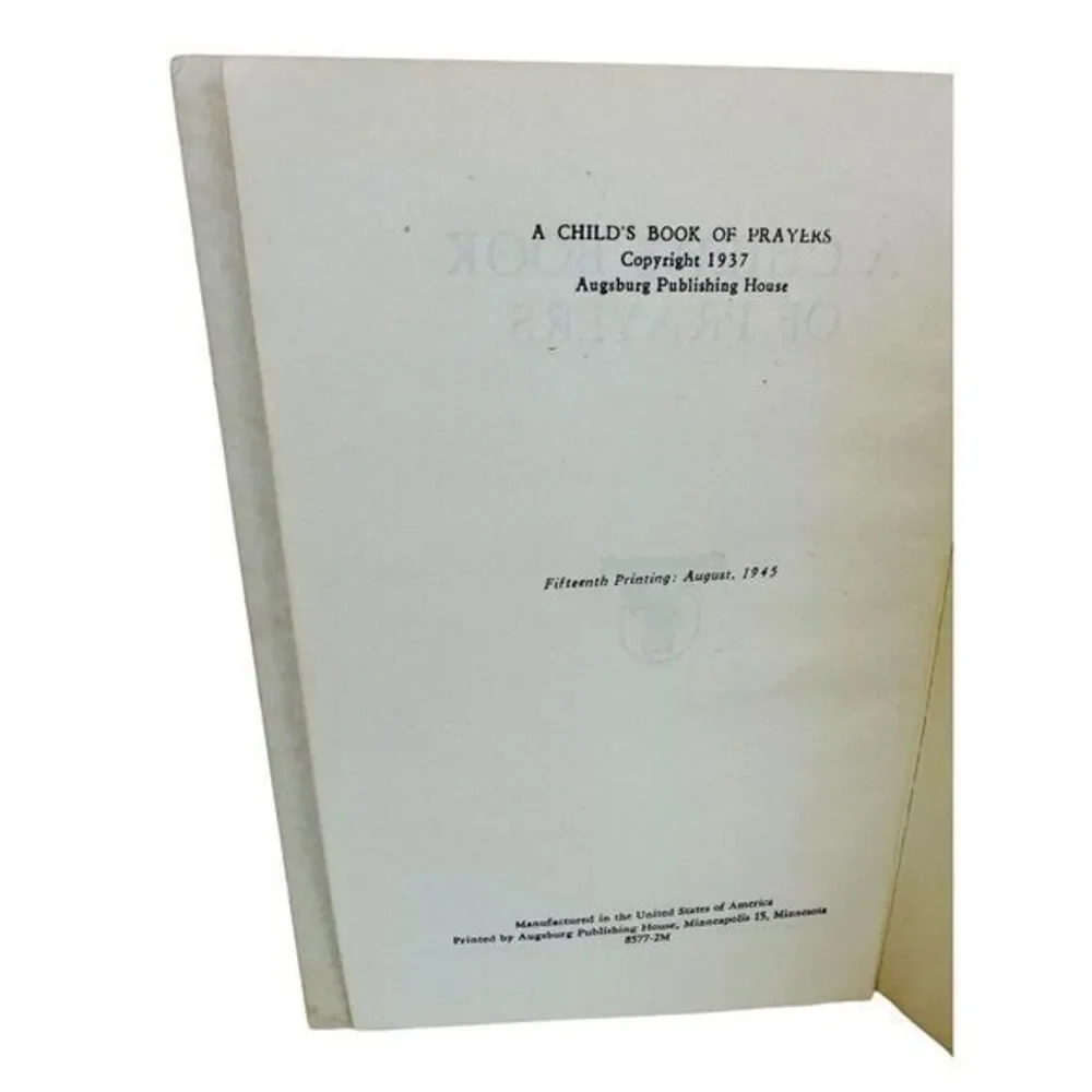 A Child's Book Of Prayers 1934 Augsburg Publishing House 15th Printing Aug‎ 1945